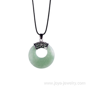 Womens Fashion Coin Green Aventurine Pendant Necklace Sweater Chain Jewelry